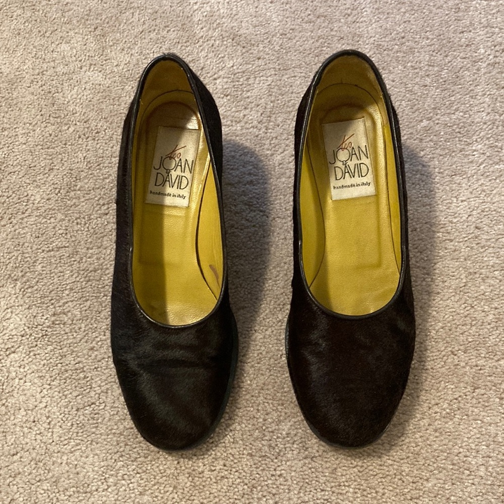 Joan & David Handmade in Italy Chocolate Brown Calf Hair Heels